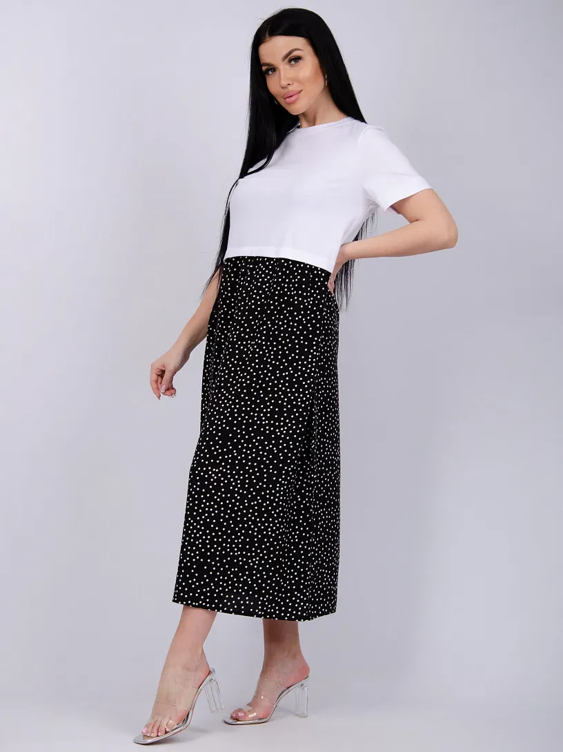 Платье вискоза/кулирка-ПЛ-328-горох